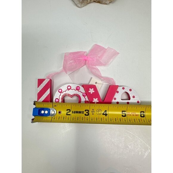 Valentines Pink Love Mini Sign 5 Inch Rhinestones Tiered Tray Decor Pink Love - Picture 6 of 10